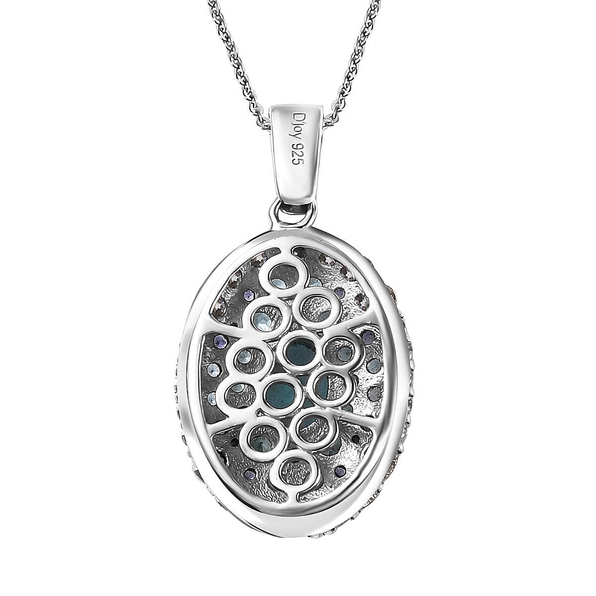 Betroka Blue Apatite and Multi Gemstone Ocean Bubble Pendant Necklace 20 Inches in Rhodium Over Sterling Silver 4.00 ctw
