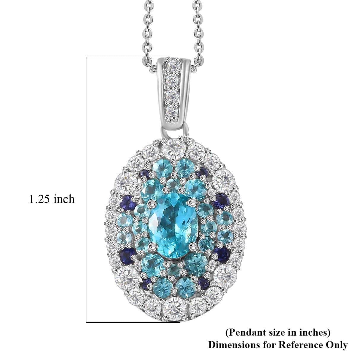 Betroka Blue Apatite and Multi Gemstone Ocean Bubble Pendant Necklace 20 Inches in Rhodium Over Sterling Silver 4.00 ctw image number 5