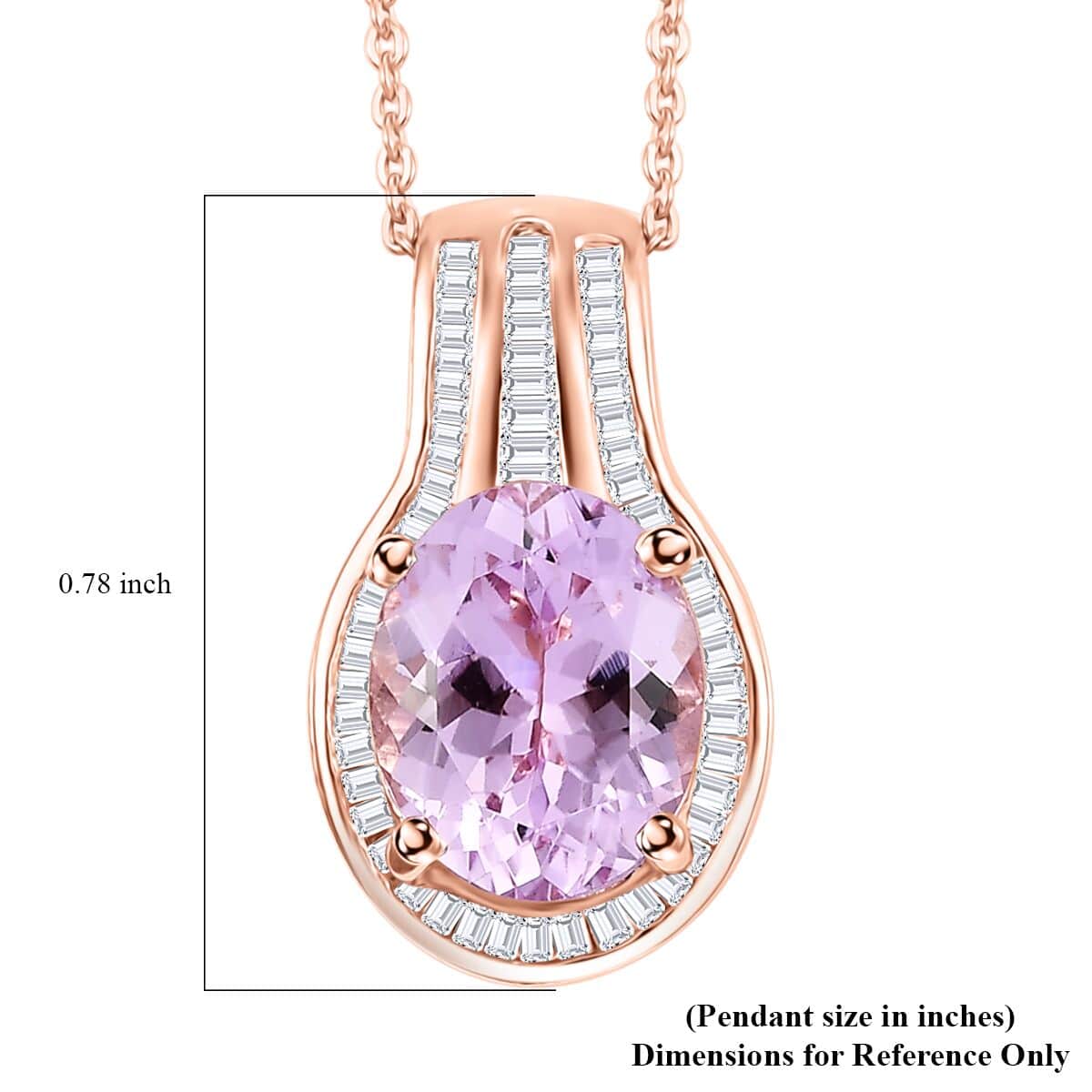 By Tony Diniz Premium Martha Rocha Kunzite and Diamond 3.60 ctw Cascade Pendant Necklace in 18K Vermeil Rose Gold Over Sterling Silver 20 Inches image number 6