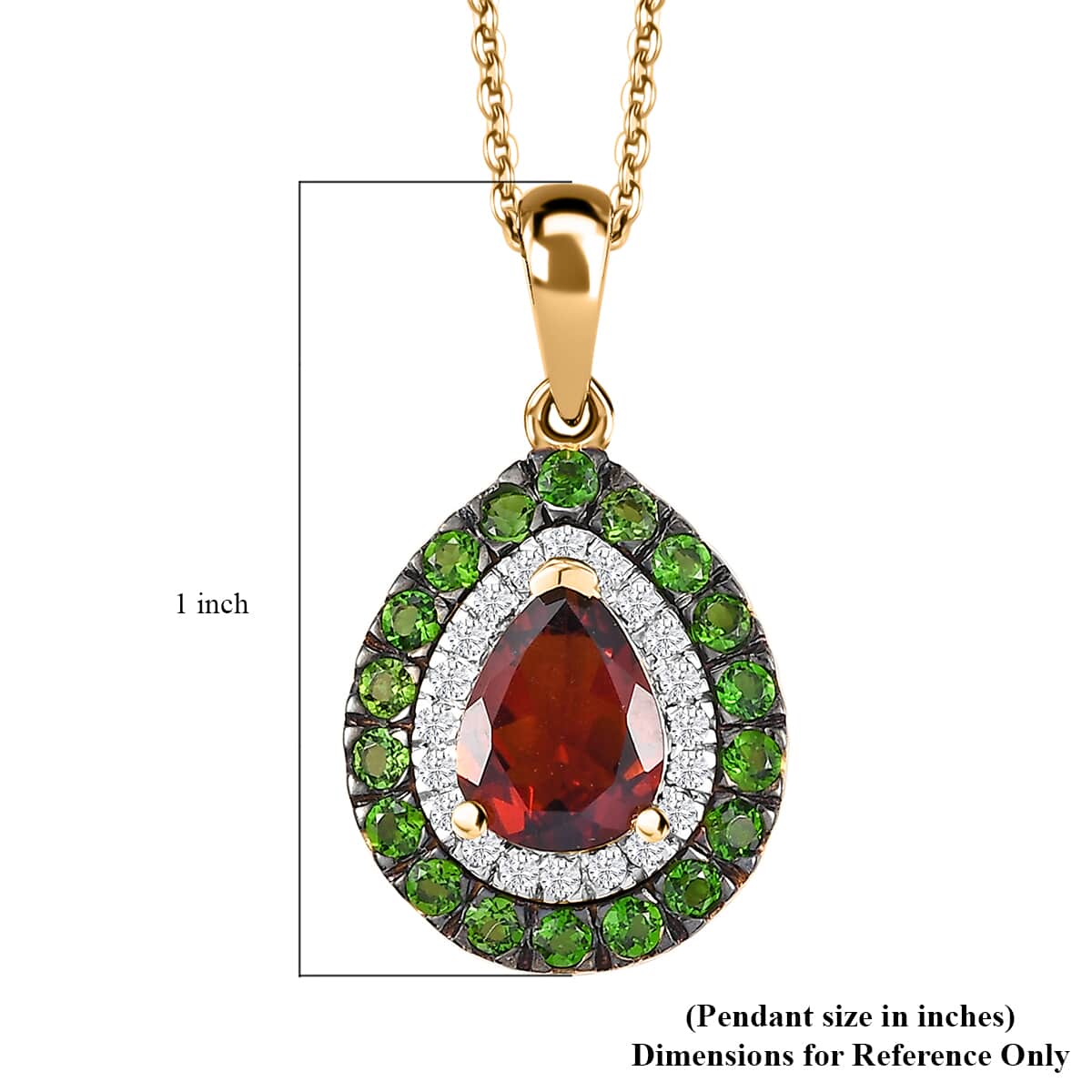 Brazilian Cherry Citrine, Multi Gemstone Double Halo Pendant Necklace (20 Inches) in 18K Vermeil YG Over Sterling Silver 2.25 ctw image number 6