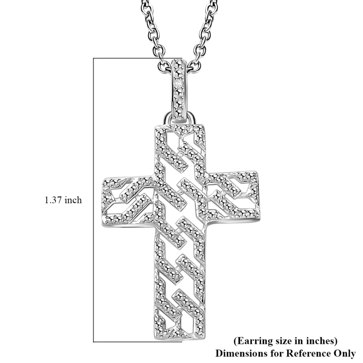 Diamond Accent Cross Pendant in Platinum Bond with Stainless Steel Necklace 20 Inches image number 6