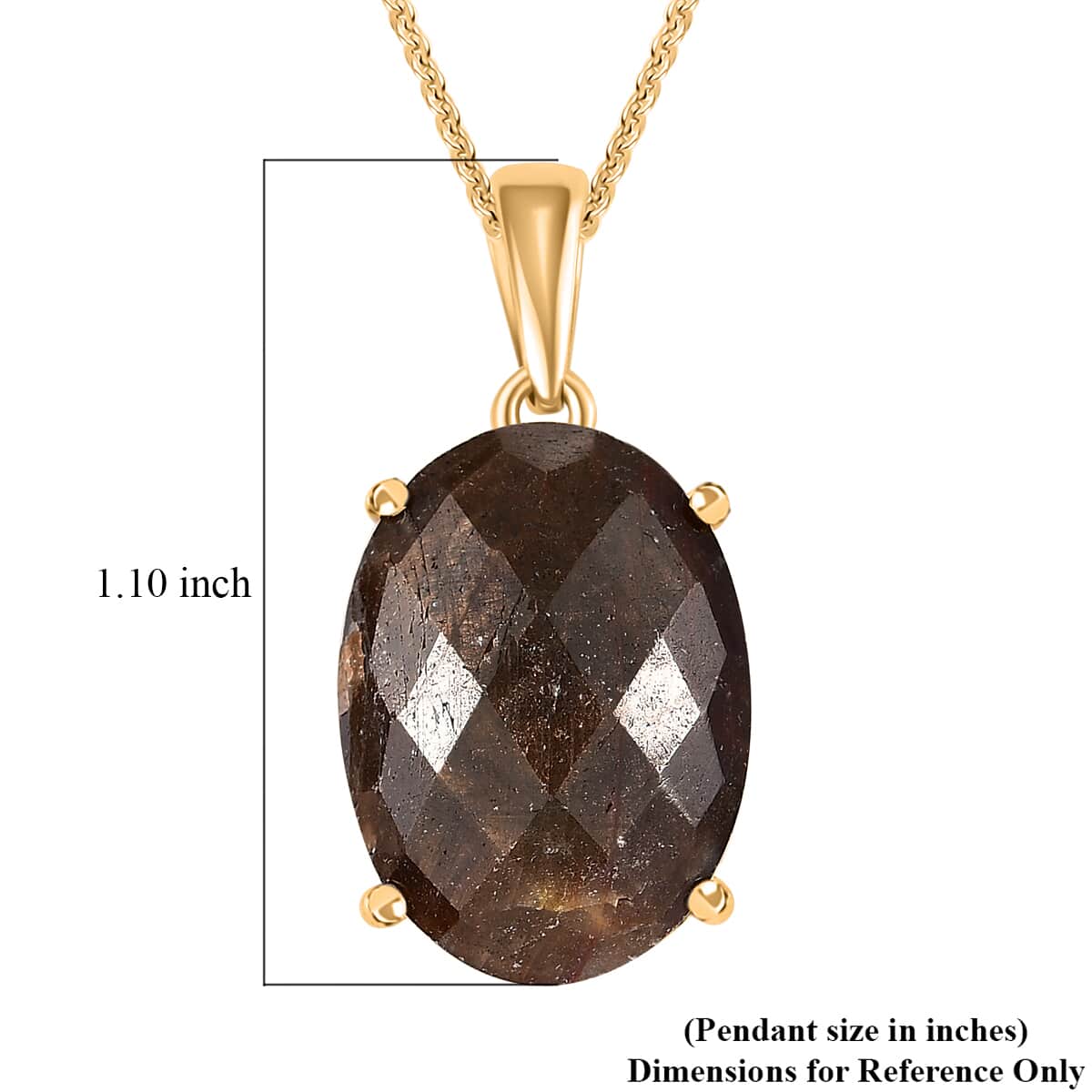 Checkerboard Cut Zawadi Chocolate Sapphire Solitaire Pendant Necklace 20 Inches in 18K Vermeil Yellow Gold Over Sterling Silver 22.65 ctw image number 6