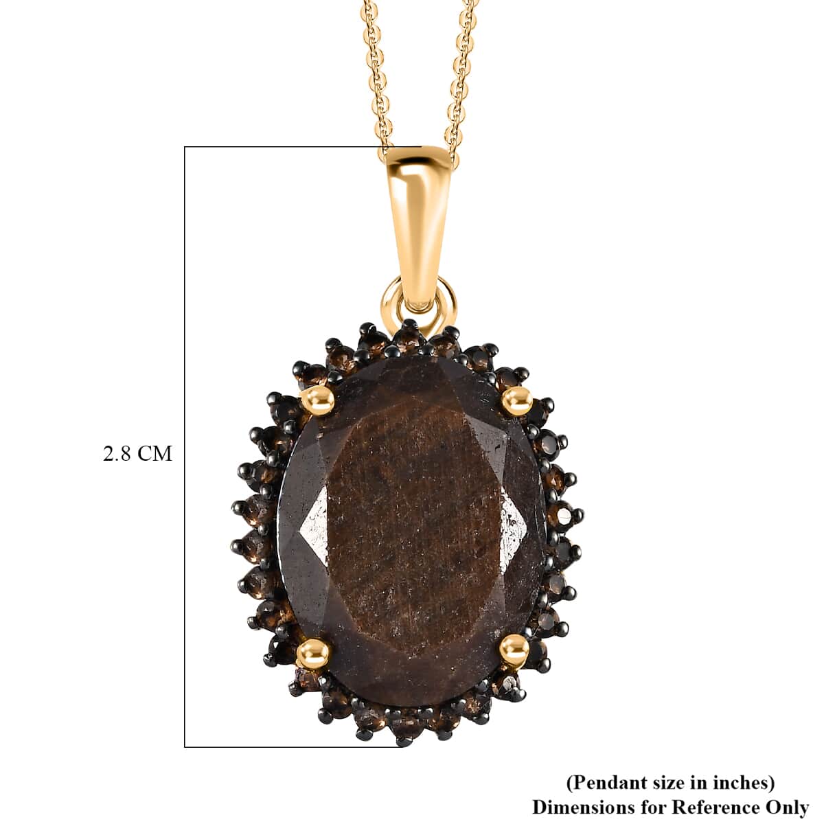 Zawadi Chocolate Sapphire and Brazilian Smoky Quartz Sunburst Pendant Necklace 20 Inches in 18K Vermeil Yellow Gold Over Sterling Silver 13.20 ctw image number 5