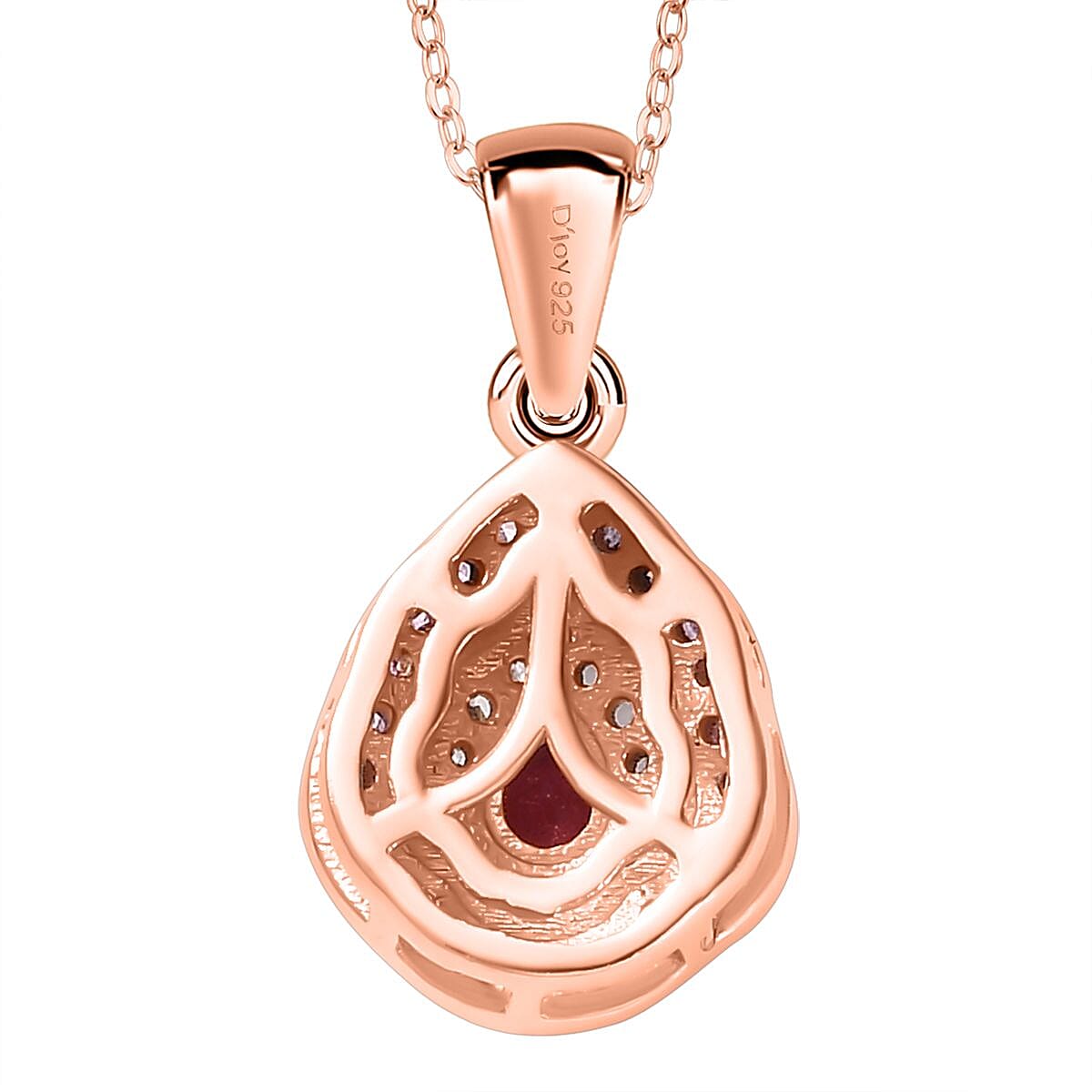 Premium Mahenge Spinel and White Zircon Modern Glamour Pendant Necklace 20 Inches in 18K Vermeil Rose Gold Over Sterling Silver 0.50 ctw