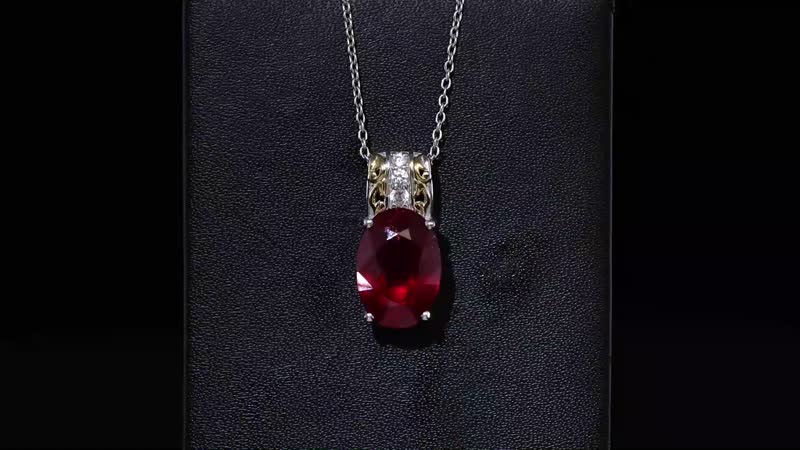 Niassa Ruby (FF), White Zircon Pendant Necklace (20 Inches) in 18K Vermeil YG and Rhodium Over Sterling Silver 10.25 ctw