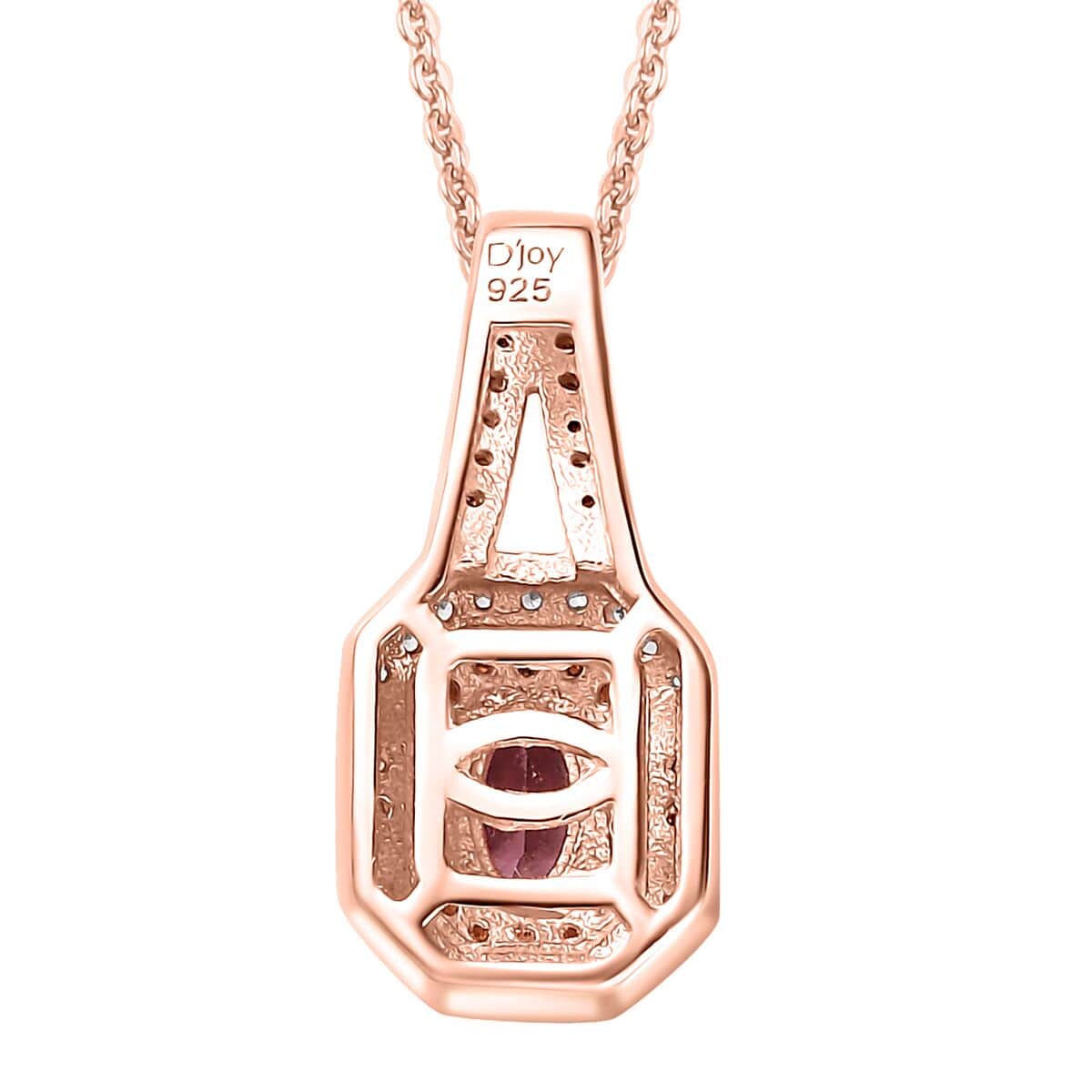 Premium Mahenge Spinel, White and Brown Zircon Art Deco Pendant Necklace 20 Inches in 18K Vermeil Rose Gold Over Sterling Silver 0.55 ctw image number 4