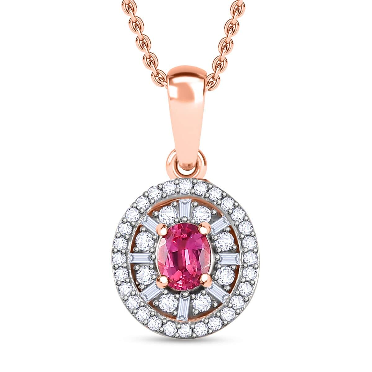 Premium Mahenge Spinel and Diamond Modern Glamour Pendant Necklace 20 Inches in 18K Vermeil Rose Gold Over Sterling Silver 0.65 ctw image number 0