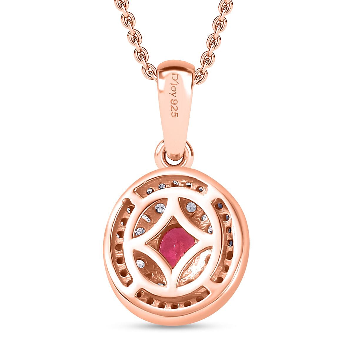Premium Mahenge Spinel and Diamond Modern Glamour Pendant Necklace 20 Inches in 18K Vermeil Rose Gold Over Sterling Silver 0.65 ctw