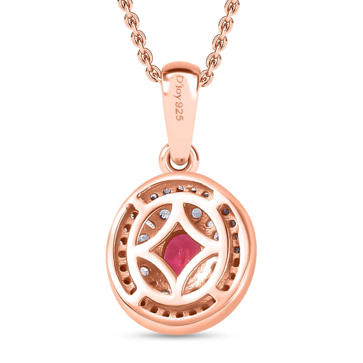 Premium Mahenge Spinel and Diamond Modern Glamour Pendant Necklace 20 Inches in 18K Vermeil Rose Gold Over Sterling Silver 0.65 ctw image number 4