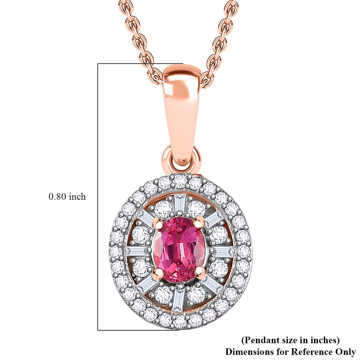 Premium Mahenge Spinel and Diamond Modern Glamour Pendant Necklace 20 Inches in 18K Vermeil Rose Gold Over Sterling Silver 0.65 ctw