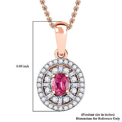Premium Mahenge Spinel and Diamond Modern Glamour Pendant Necklace 20 Inches in 18K Vermeil Rose Gold Over Sterling Silver 0.65 ctw