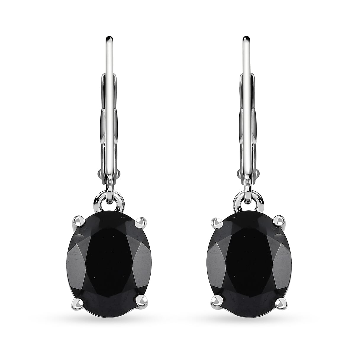 Karis Thai Black Spinel, White Zircon 12.60 ctw Earrings, Ring (Size 5.0) and Pendant in Platinum Bond with Stainless Steel Necklace 20 Inches