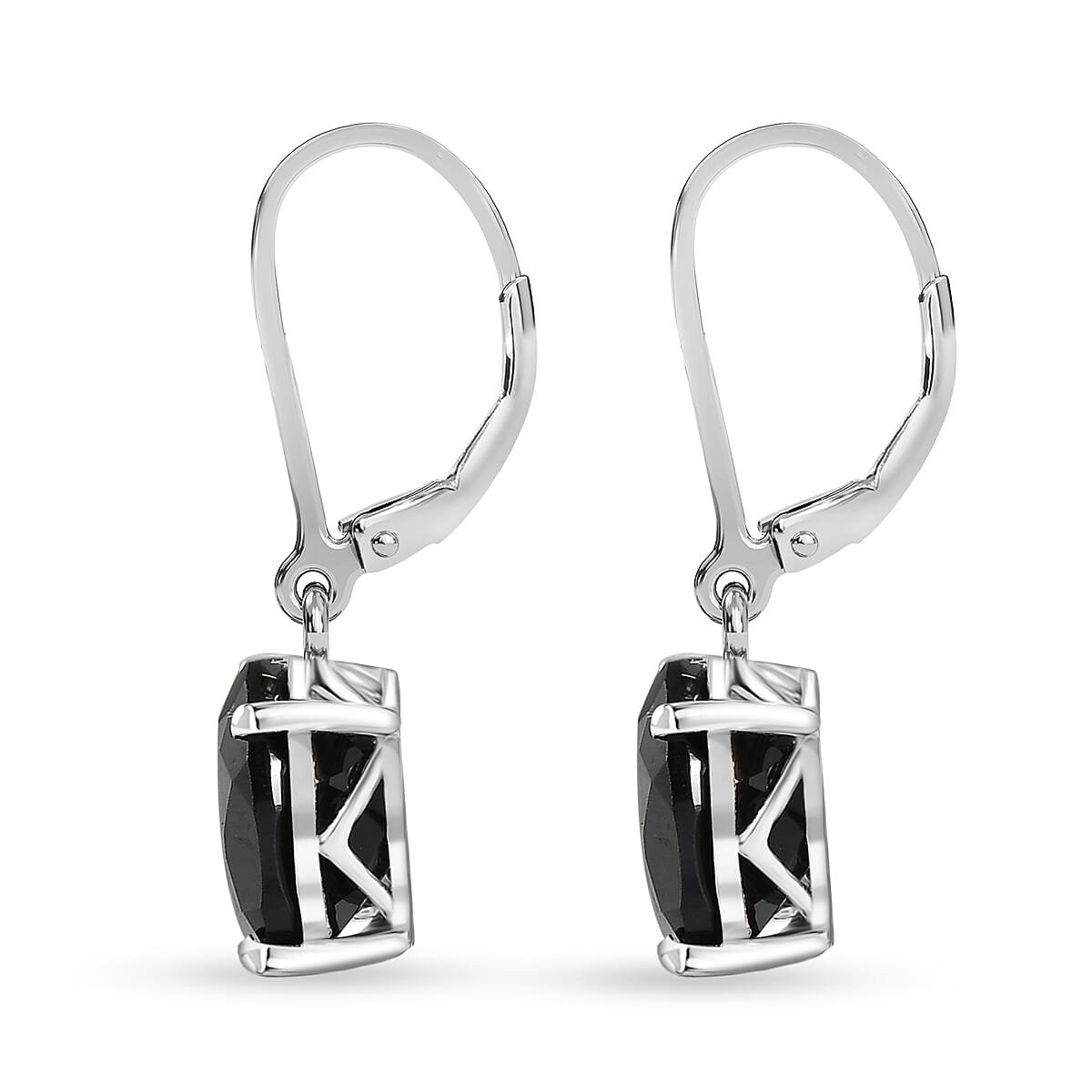 Karis Thai Black Spinel, White Zircon 12.60 ctw Earrings, Ring (Size 5.0) and Pendant in Platinum Bond with Stainless Steel Necklace 20 Inches