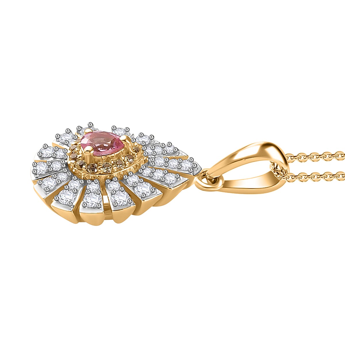Premium Mahenge Spinel and Multi Gemstone Modern Glamour Pendant Necklace 20 Inches in 18K Vermeil Yellow Gold Over Sterling Silver 0.60 ctw