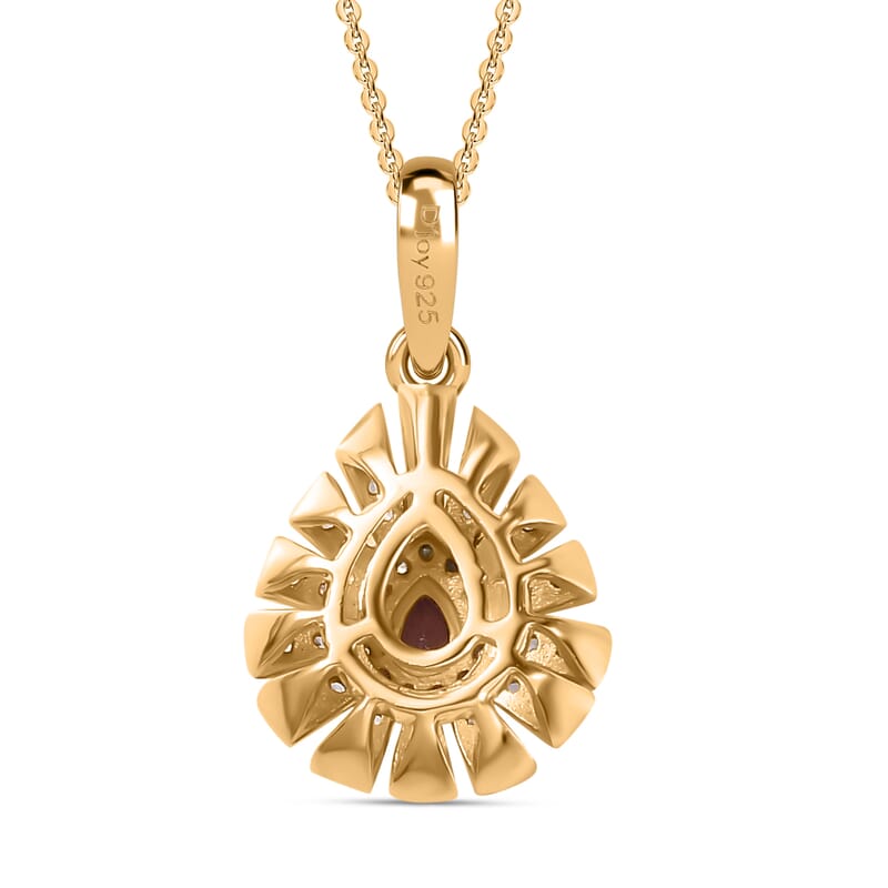 Premium Mahenge Spinel and Multi Gemstone Modern Glamour Pendant Necklace 20 Inches in 18K Vermeil Yellow Gold Over Sterling Silver 0.60 ctw