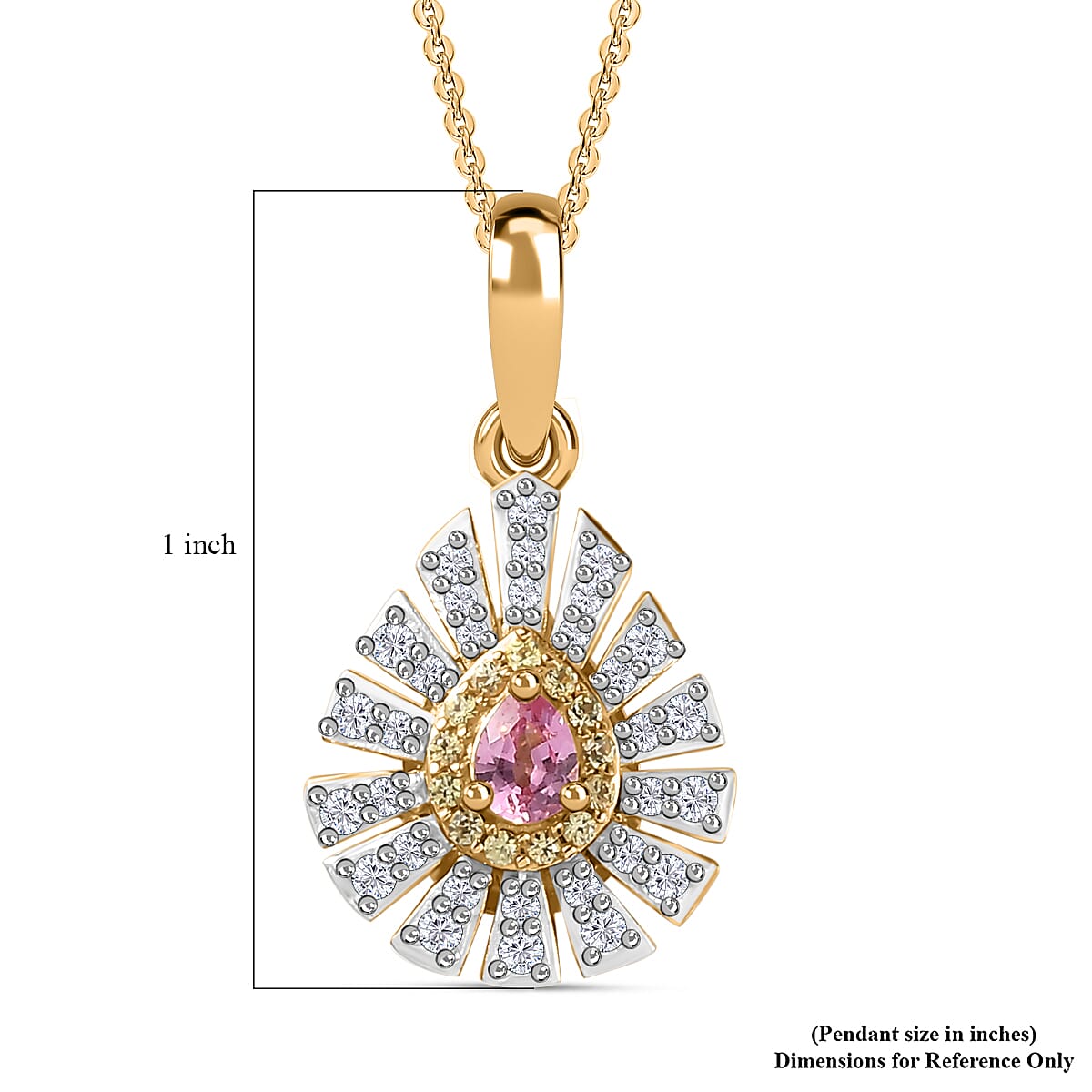 Premium Mahenge Spinel and Multi Gemstone Modern Glamour Pendant Necklace 20 Inches in 18K Vermeil Yellow Gold Over Sterling Silver 0.60 ctw