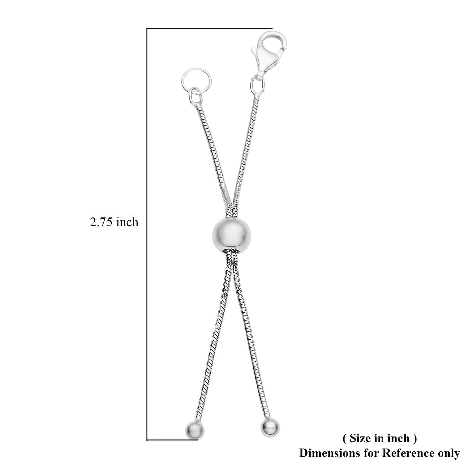 Set of 2, 14K YG and Rhodium Over Sterling Silver 9mm Lobster Lock with 2Inch Each Side Snake Extender Chain and 6mm Adjusting Bead 3.20 Grams