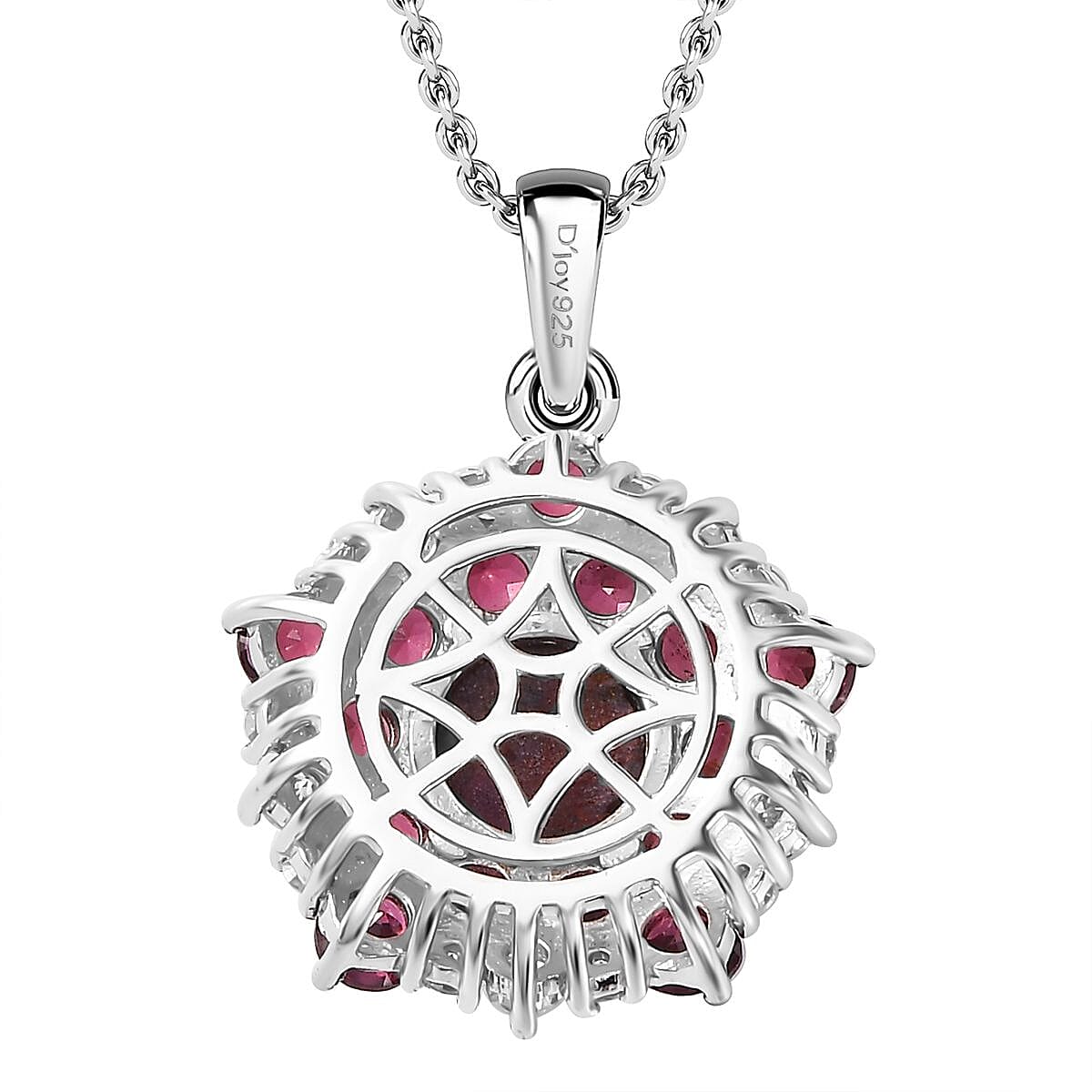 Indian Star Ruby and Multi Gemstone Star Pendant Necklace 20 Inches in Rhodium Over Sterling Silver 6.40 ctw