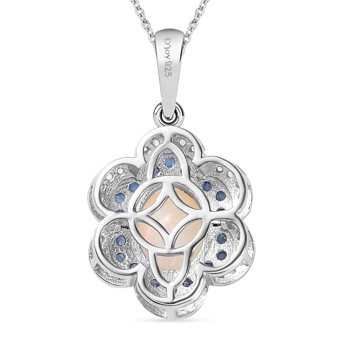 Premium Ethiopian Welo Opal and Multi Gemstone 1.60 ctw Whispering Petals Pendant Necklace in Rhodium Over Sterling Silver 20 Inches image number 4