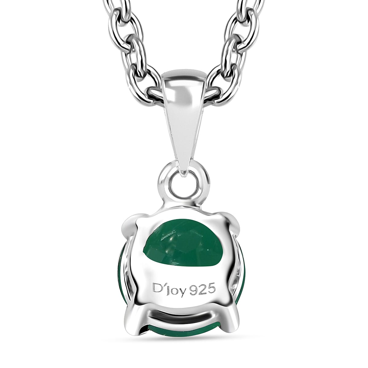 Green Onyx 2.60 ctw Solitaire Stud Earrings and Pendant in Sterling Silver with Stainless Steel Necklace 20 Inches