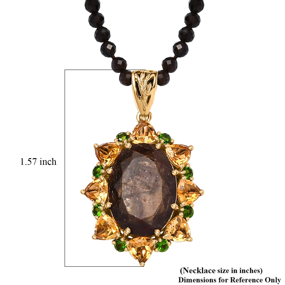 Zawadi Chocolate Sapphire and Multi Gemstone Floral Pendant with Beaded Necklace 20 Inches in 18K Vermeil Yellow Gold Over Sterling Silver 40.20 ctw image number 5