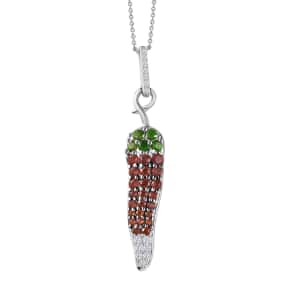 GP Italian Garden Collection Mozambique Garnet and Multi Gemstone Pendant Necklace 20 Inches in Rhodium Over Sterling Silver 1.00 ctw