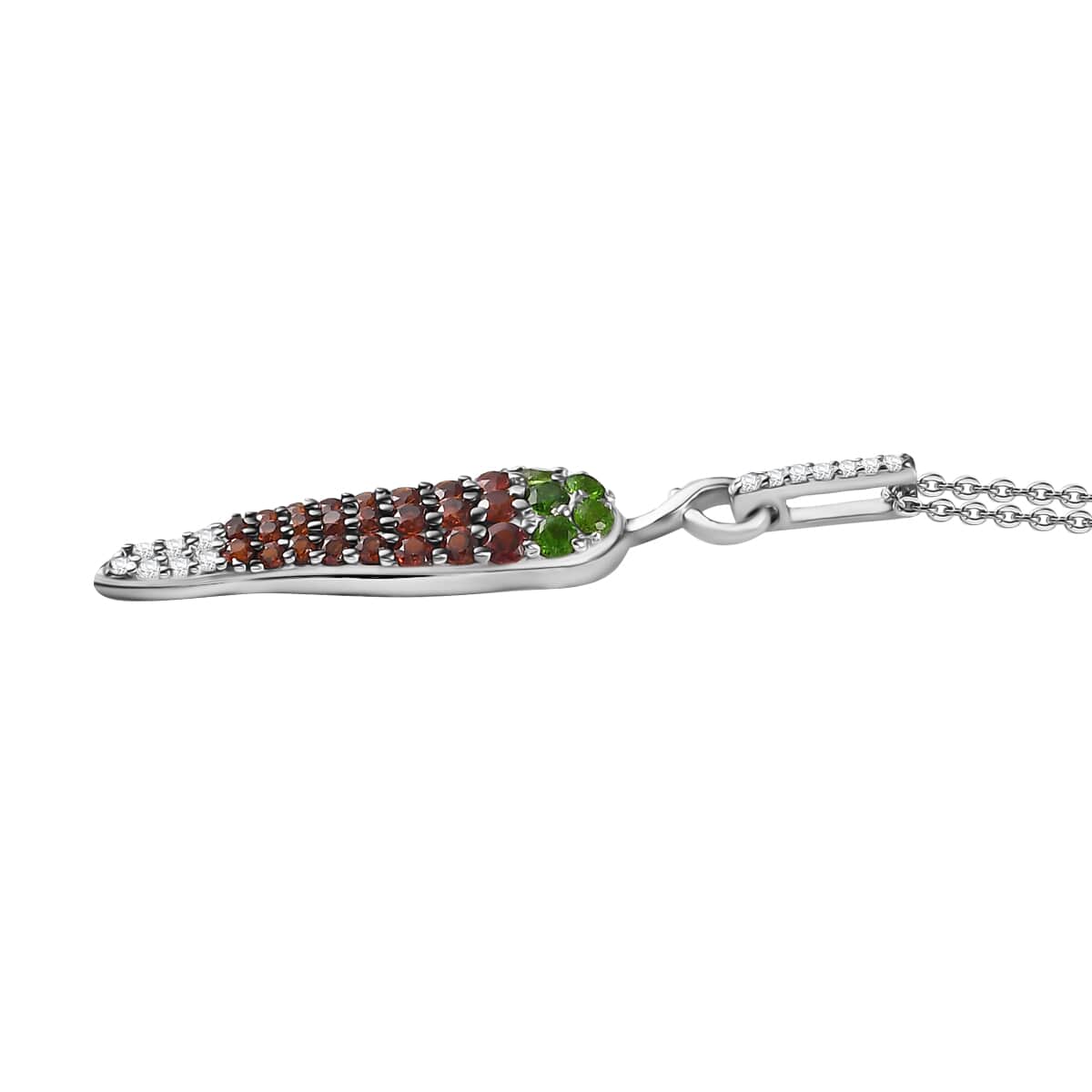 GP Italian Garden Collection Mozambique Garnet and Multi Gemstone Pendant Necklace 20 Inches in Rhodium Over Sterling Silver 1.00 ctw image number 3