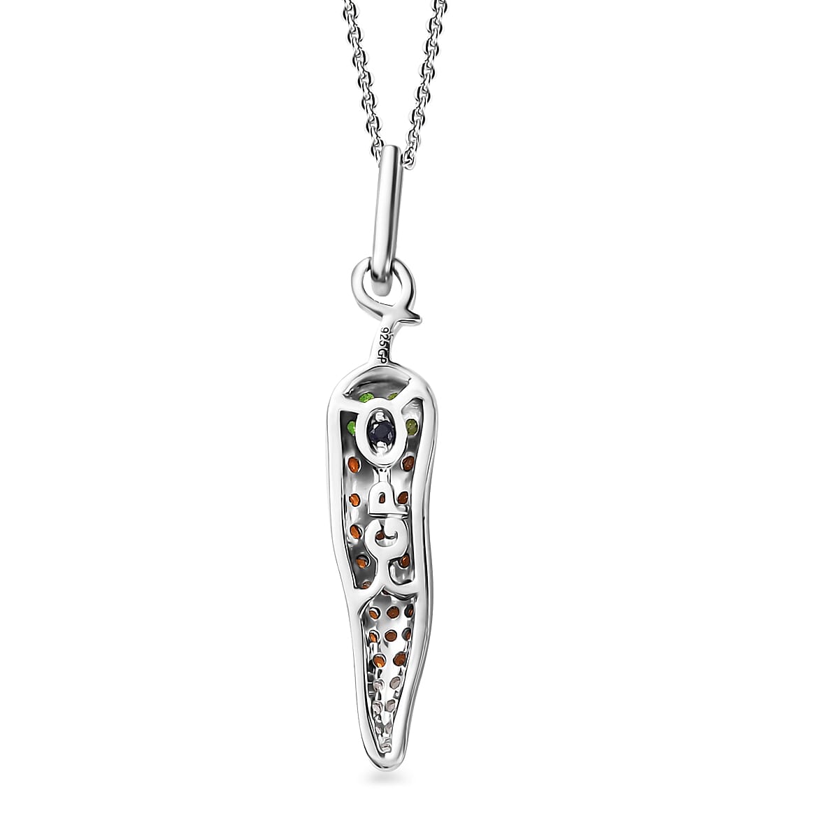GP Italian Garden Collection Mozambique Garnet and Multi Gemstone Pendant Necklace 20 Inches in Rhodium Over Sterling Silver 1.00 ctw
