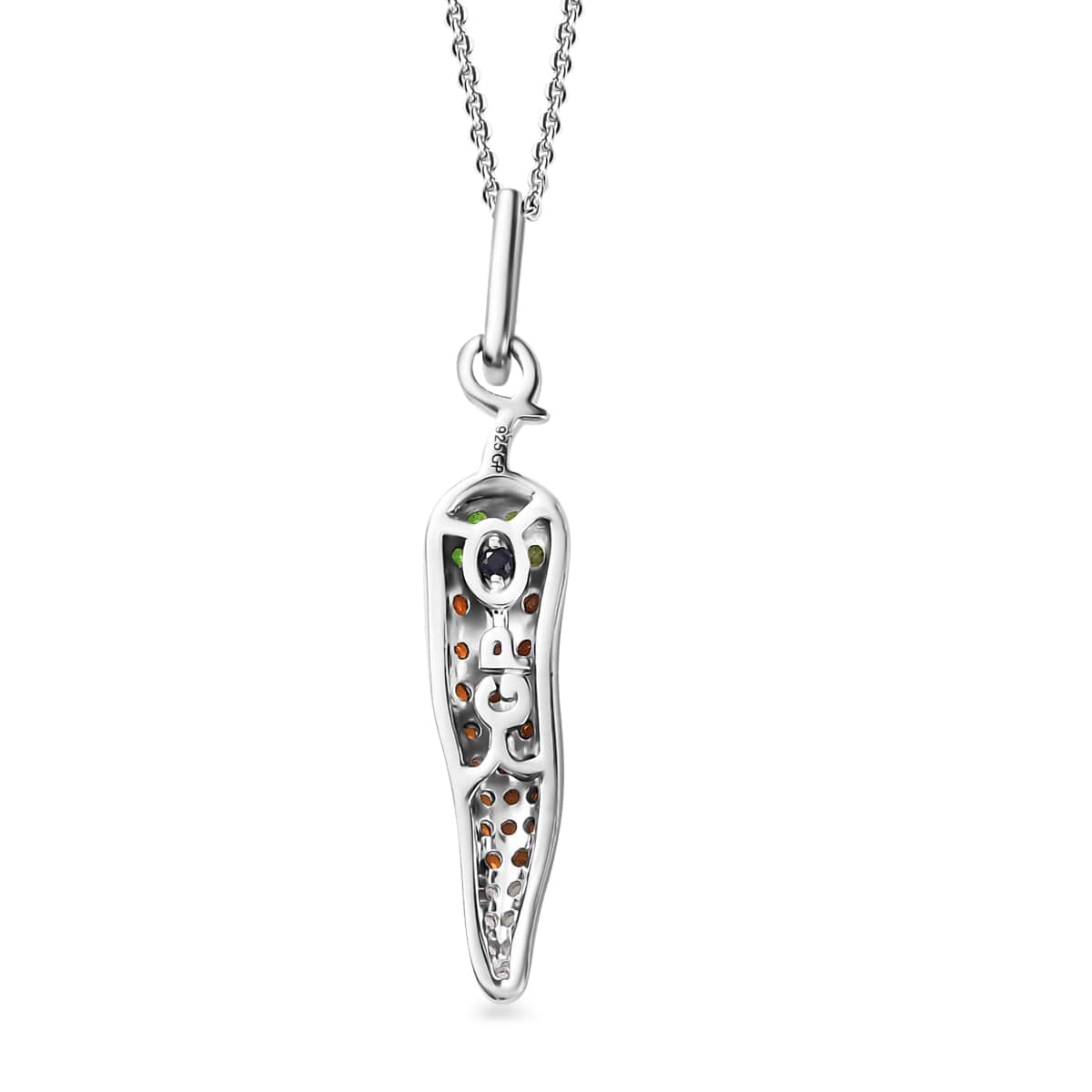 GP Italian Garden Collection Mozambique Garnet and Multi Gemstone Pendant Necklace 20 Inches in Rhodium Over Sterling Silver 1.00 ctw image number 4