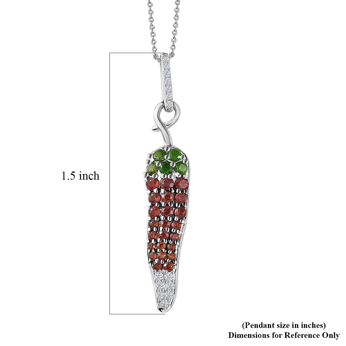 GP Italian Garden Collection Mozambique Garnet and Multi Gemstone Pendant Necklace 20 Inches in Rhodium Over Sterling Silver 1.00 ctw