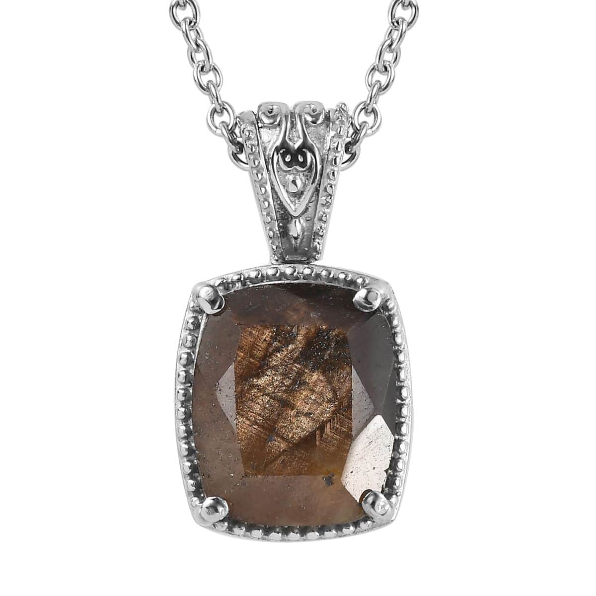 Zawadi Chocolate Sapphire Solitaire Pendant Necklace 20 Inches in Stainless Steel 7.25 ctw image number 0