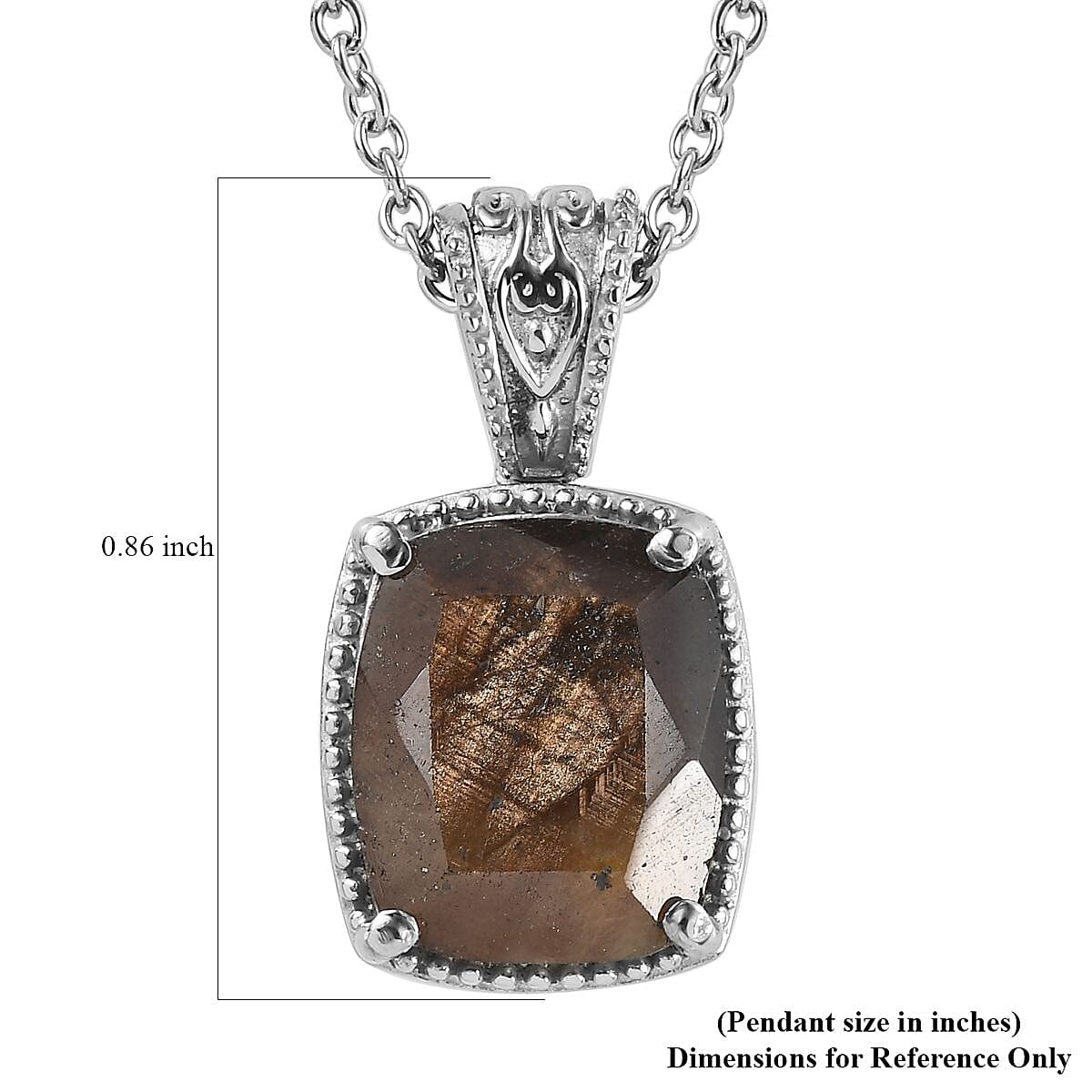 Zawadi Chocolate Sapphire Solitaire Pendant Necklace 20 Inches in Stainless Steel 7.25 ctw