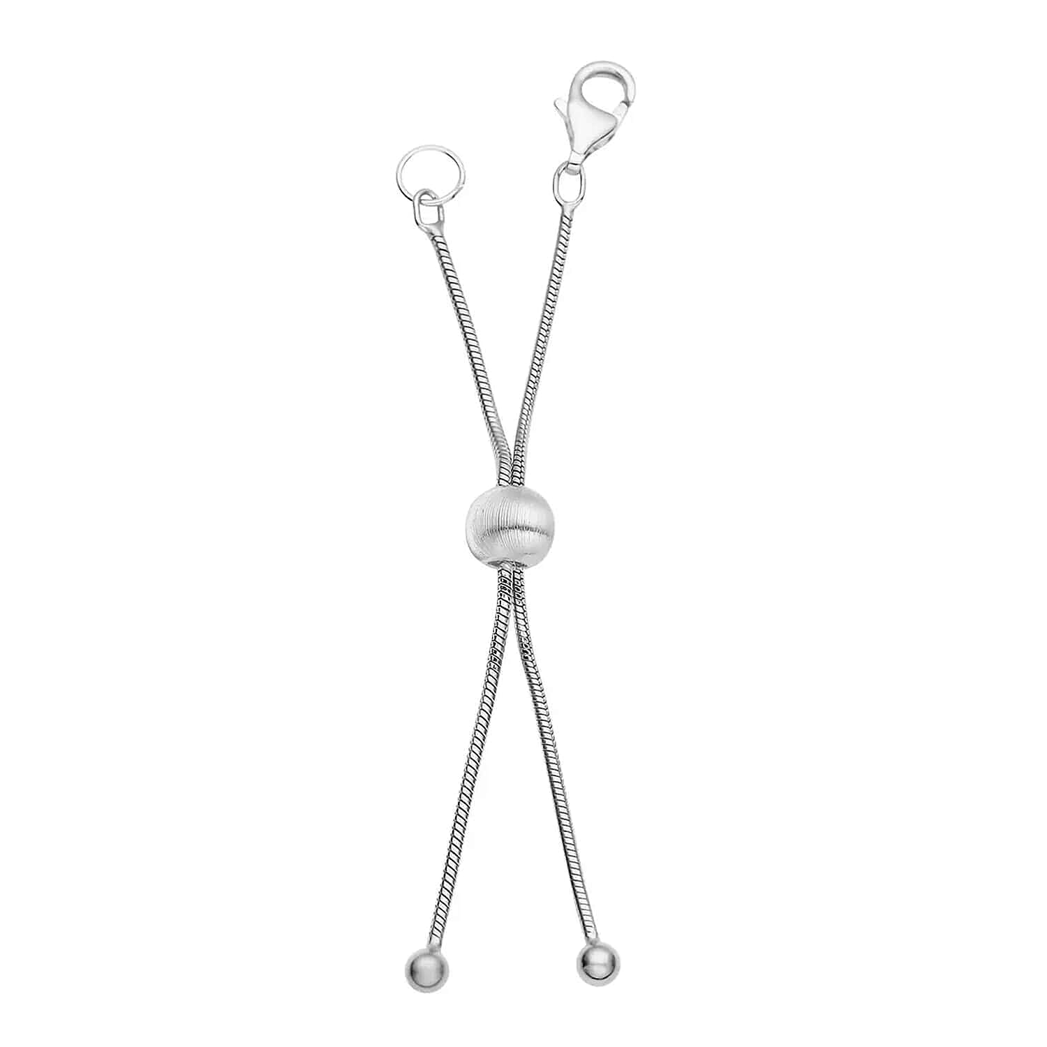 Set of 2, 14K YG and Rhodium Over Sterling Silver 9mm Lobster Lock with 2Inch Each Side Snake Extender Chain and 6mm Adjusting Cat Eye Beads