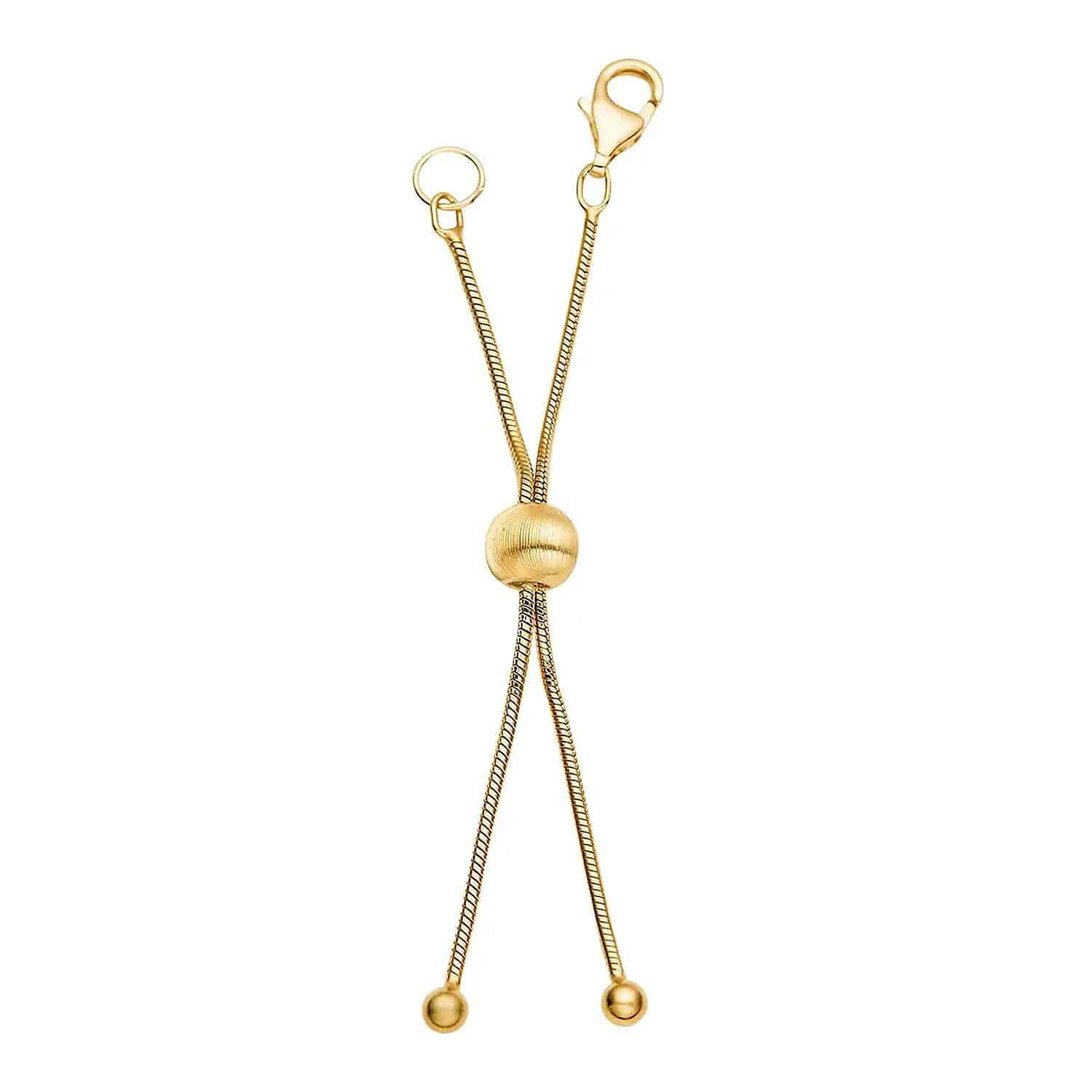 Set of 2, 14K YG and Rhodium Over Sterling Silver 9mm Lobster Lock with 2Inch Each Side Snake Extender Chain and 6mm Adjusting Cat Eye Beads