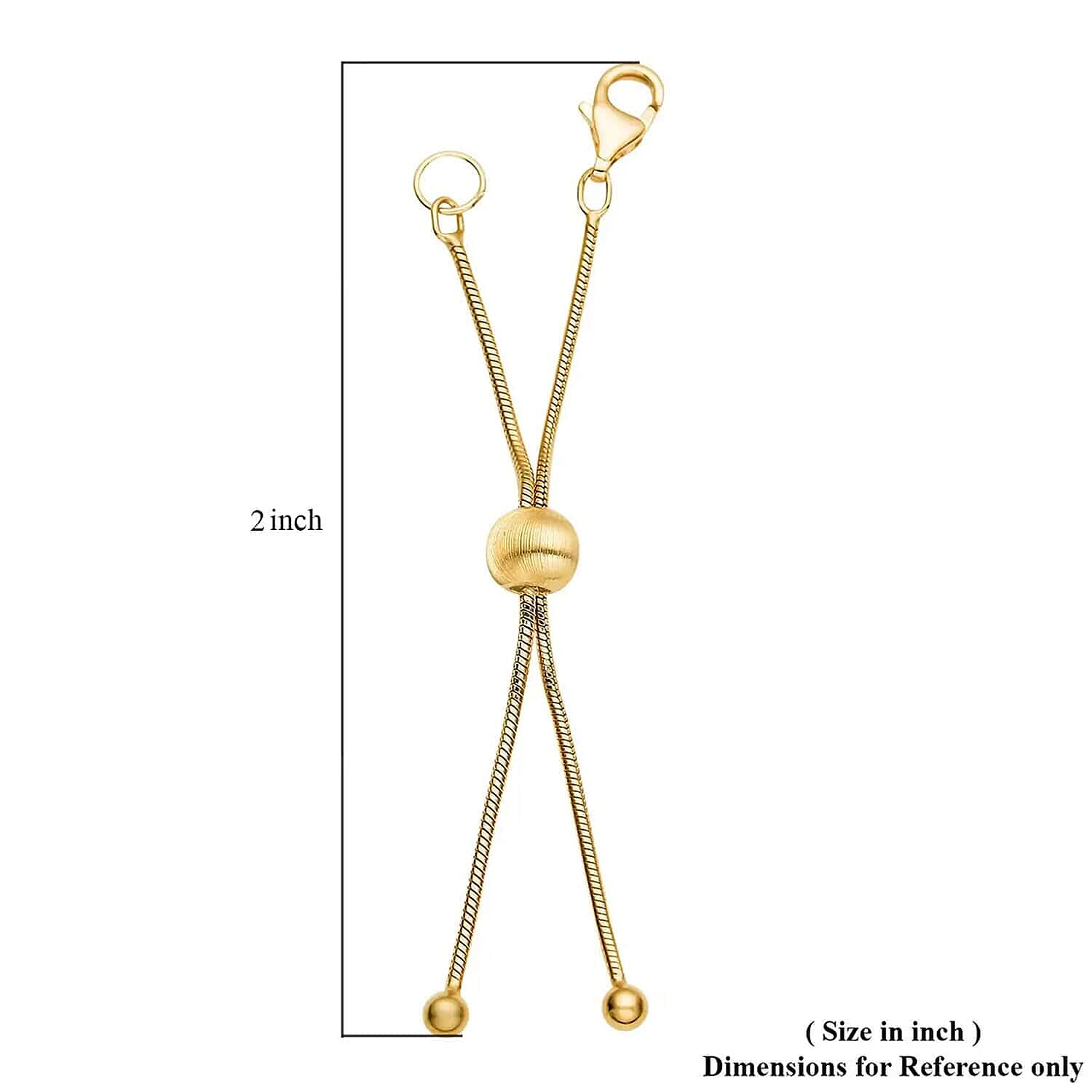 Set of 2, 14K YG and Rhodium Over Sterling Silver 9mm Lobster Lock with 2Inch Each Side Snake Extender Chain and 6mm Adjusting Cat Eye Beads
