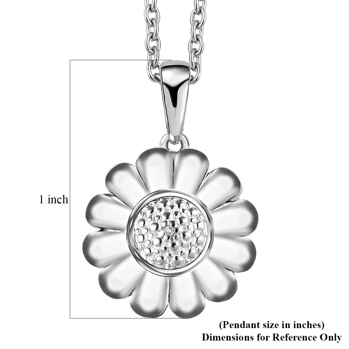 Sterling Sivler Floral Pendant With Stainless Steel Necklace (20 Inches) image number 5