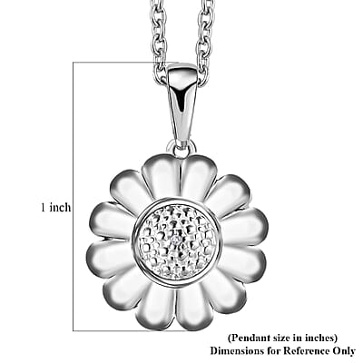 Sterling Silver Floral Pendant With Stainless Steel Necklace 20 Inches