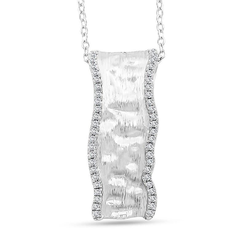 Clarte Sable Collection Moissanite Pendant Necklace 18 Inches in Platinum Over Sterling Silver 0.20 ctw