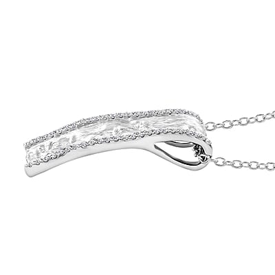 Clarte Sable Collection Moissanite Pendant Necklace 18 Inches in Platinum Over Sterling Silver 0.20 ctw