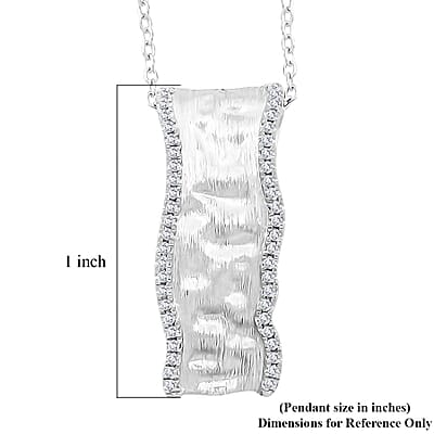 Clarte Sable Collection Moissanite Pendant Necklace 18 Inches in Platinum Over Sterling Silver 0.20 ctw