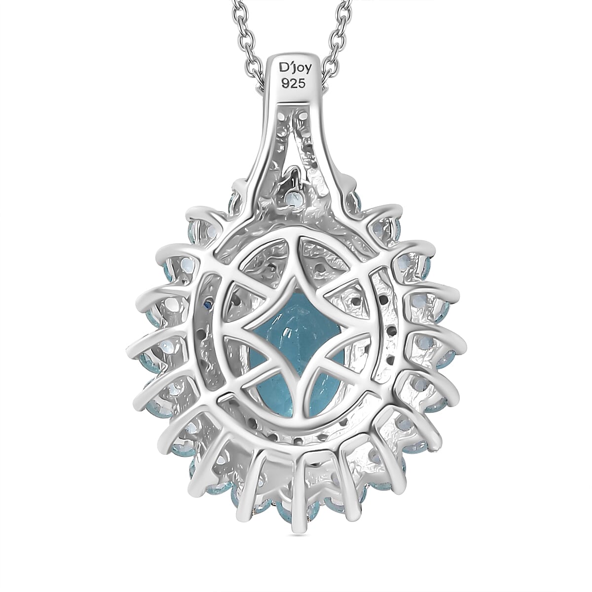Betroka Blue Apatite and Multi Gemstone 2.80 ctw Oceanic Symphony Pendant Necklace in Rhodium Over Sterling Silver 20 Inches