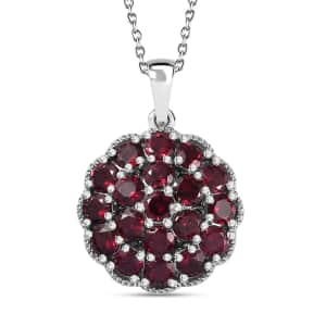 Orissa Rhodolite Garnet Floral Pendant Necklace 20 Inches in 18K Rose Gold Vermeil Over Sterling Silver 5.50 ctw