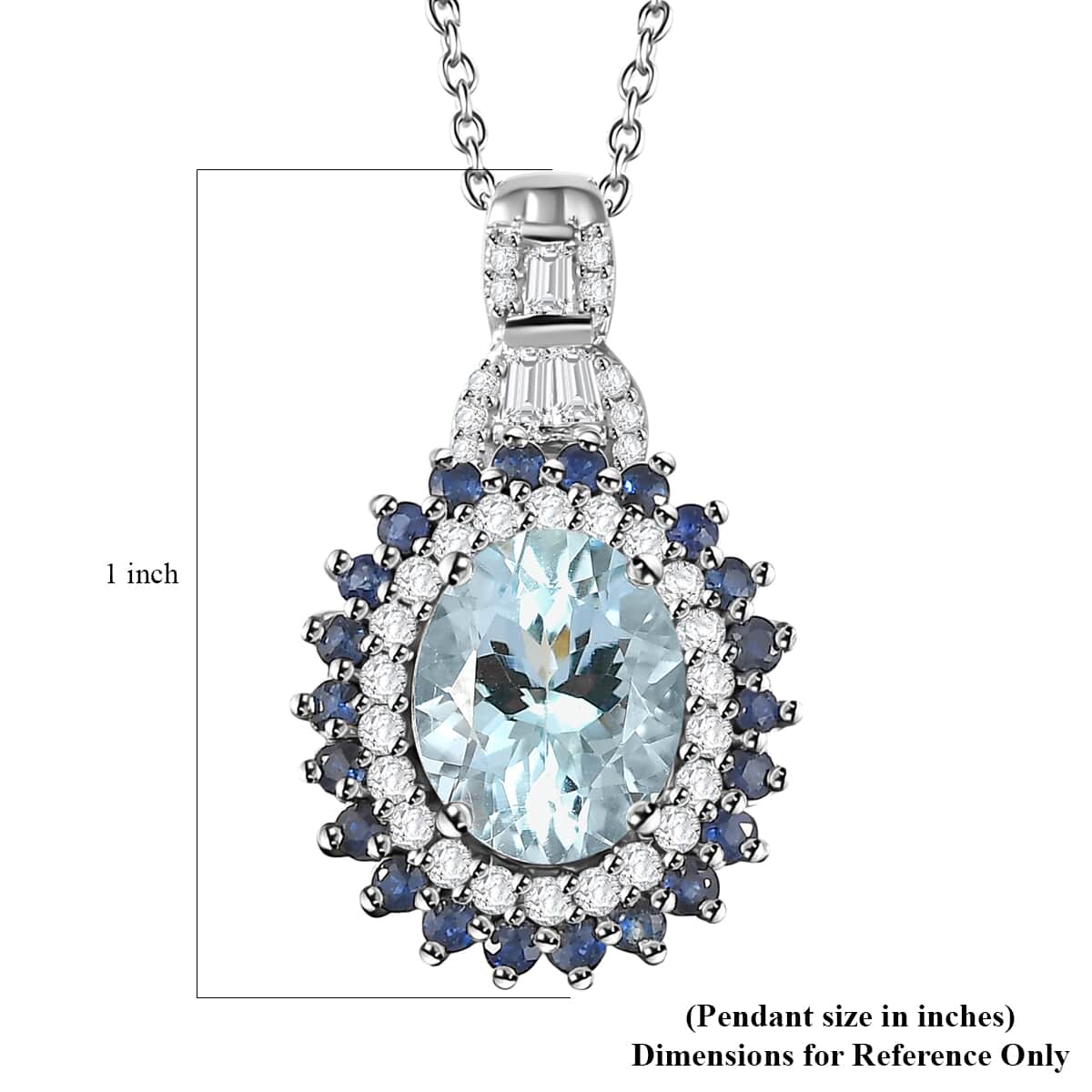 Mangoro Aquamarine and Multi Gemstone 3.40 ctw Oceanic Symphony Pendant Necklace in Rhodium Over Sterling Silver 20 Inches image number 6