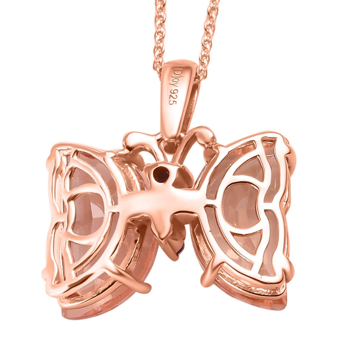 Morganique Quartz (Triplet) and Orissa Rhodolite Garnet Butterfly Pendant Necklace 20 Inches in 18K Vermeil Rose Gold Over Sterling Silver 9.40 ctw image number 4