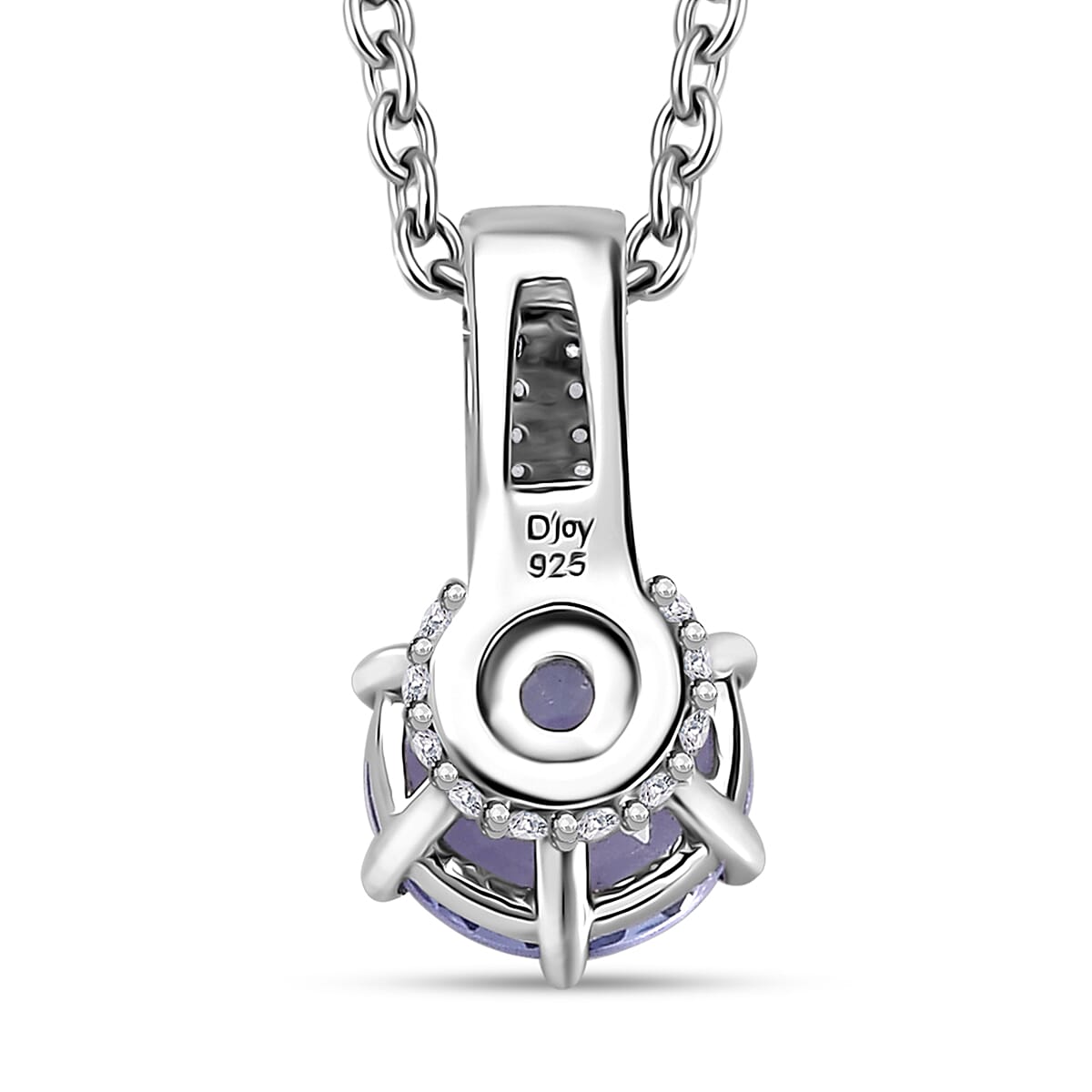 Tanzanite and White Zircon Bridal Pendant Necklace 20 Inches in Rhodium Over Sterling Silver 1.55 ctw