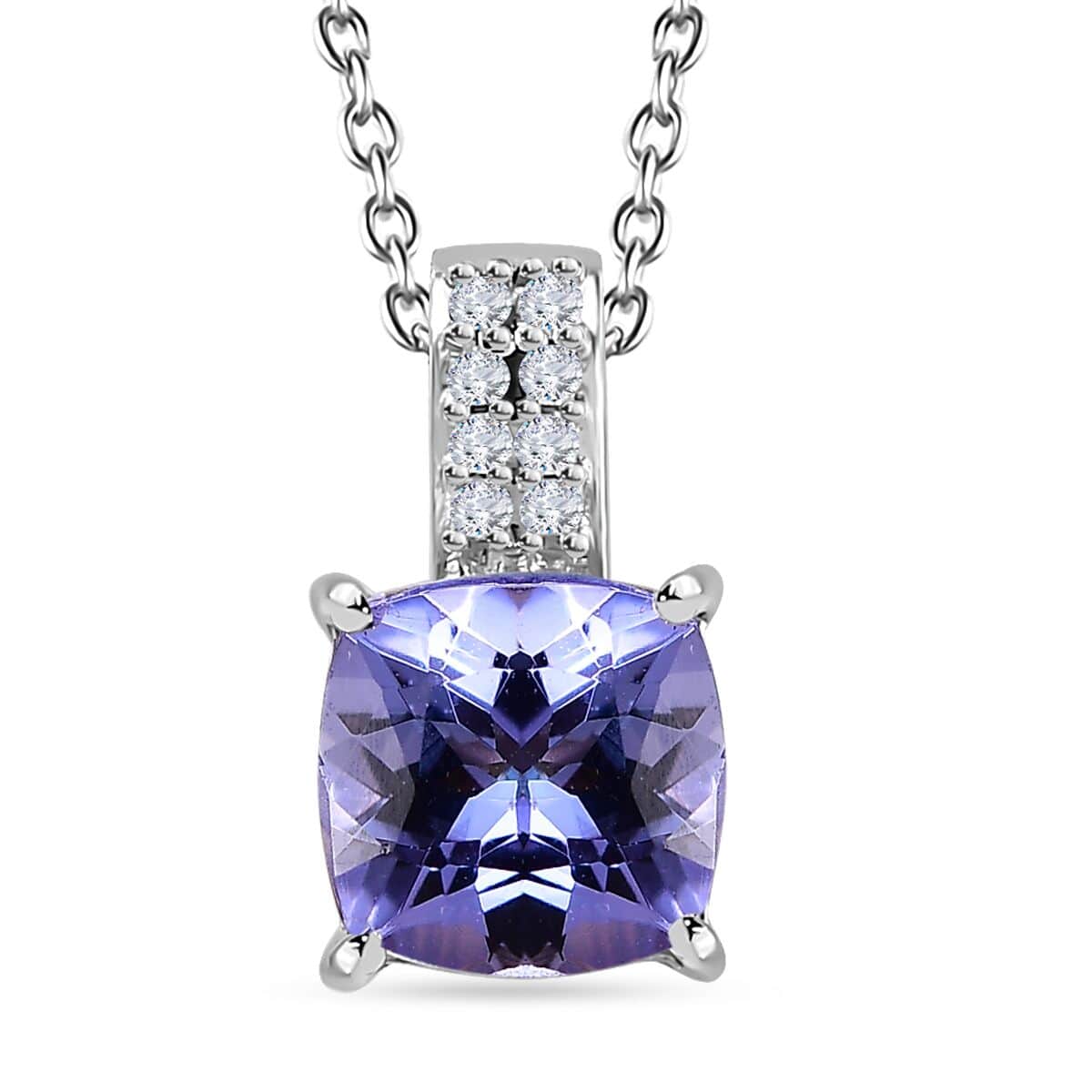 Tanzanite and White Zircon Bridal Pendant Necklace 20 Inches in Rhodium Over Sterling Silver 1.70 ctw image number 0