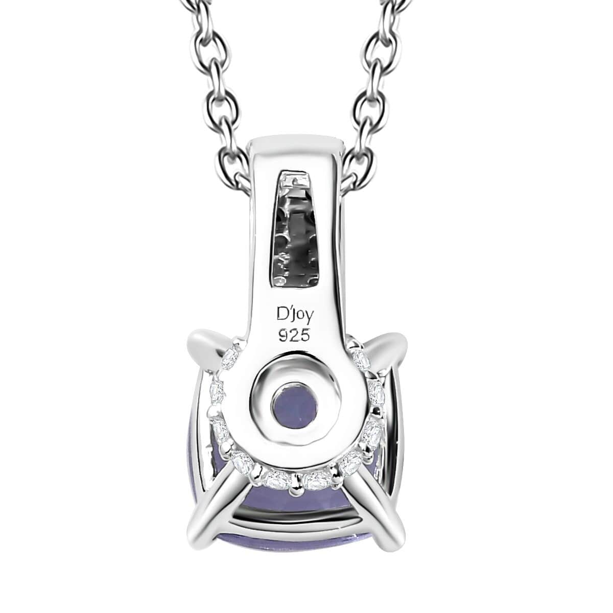 Tanzanite and White Zircon Bridal Pendant Necklace 20 Inches in Rhodium Over Sterling Silver 1.70 ctw image number 4