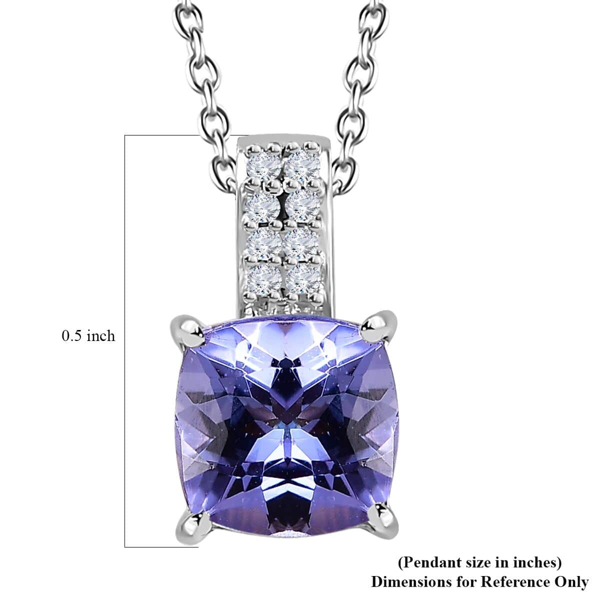 Tanzanite and White Zircon Bridal Pendant Necklace 20 Inches in Rhodium Over Sterling Silver 1.70 ctw image number 6