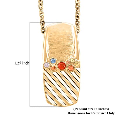 Clarte Kaleidoscope Collection Multi Sapphire and Moissanite Pendant Necklace 18 Inches in Vermeil Yellow Gold Over Sterling Silver 0.25 ctw