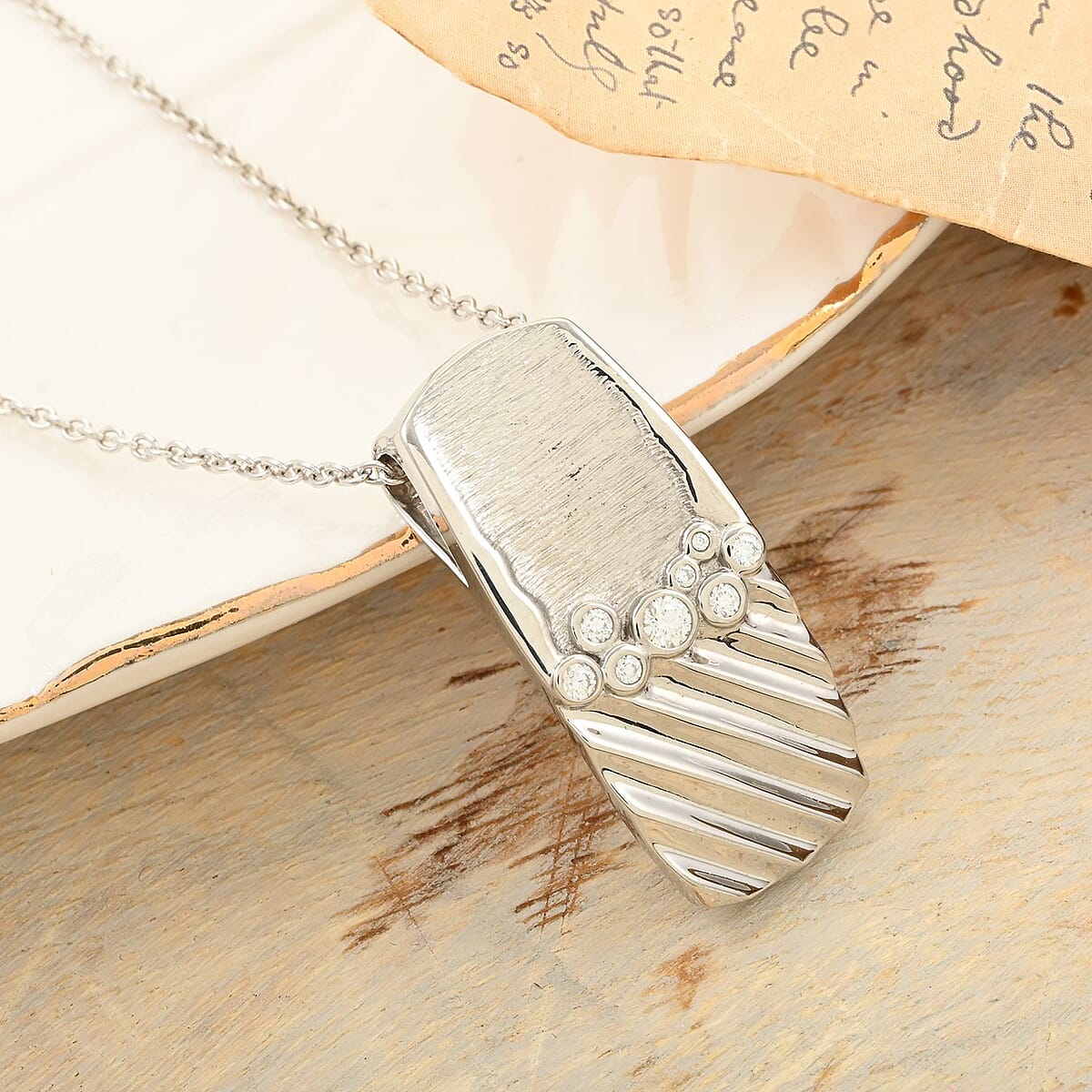 Clarte Kalidoscope Collection Moissanite Pendant Necklace 18 Inches in Platinum Over Sterling Silver 0.20 ctw image number 1